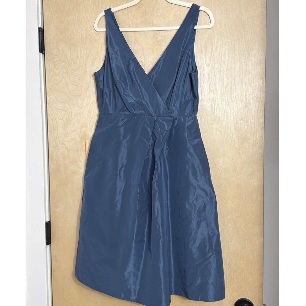 J.Crew NWT Silk Taffeta V-Neck Cocktail Dress Blue Sleeveless Womens 8